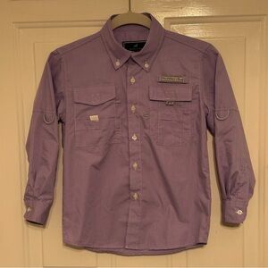 Properly Tied Purple & White Performance Fishing Shirt Button Down Shirt Size 6